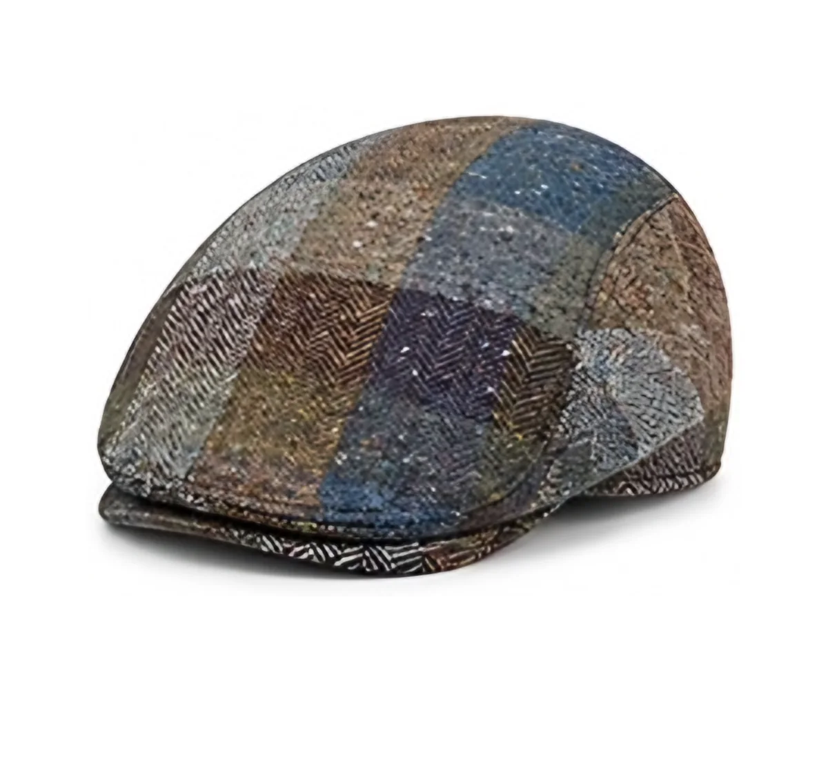 Kensington 450 Blue/Olive Plaid flat cap, three-quarter view