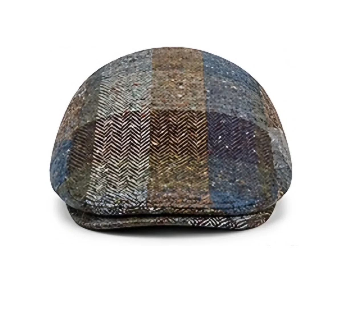 Kensington 450 Blue/Olive Plaid flat cap, front