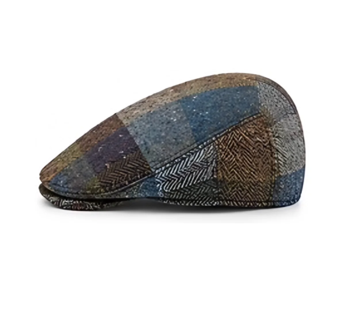Kensington 450 Blue/Olive Plaid flat cap, side
